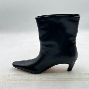 Black Low Heel Ankle Boots Square Toe Ladies Winter Party Boot